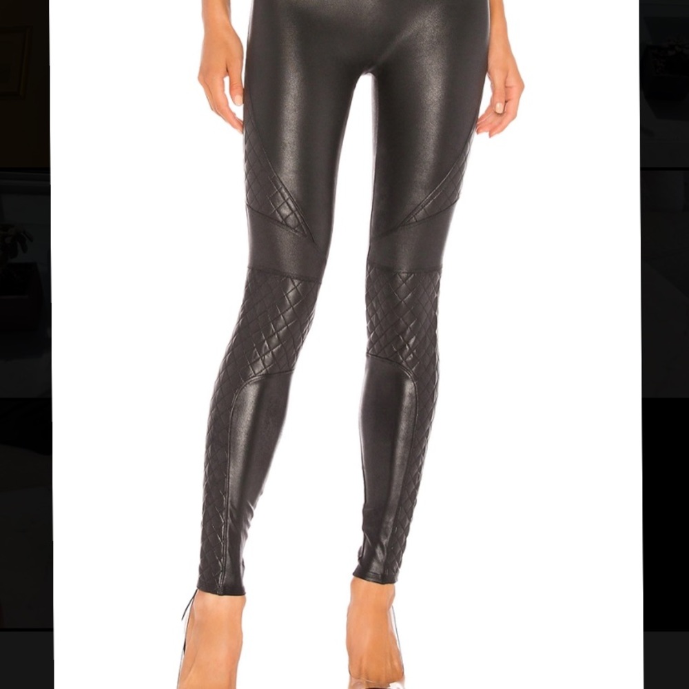 Quilted Faux Leather Legging in Very Black